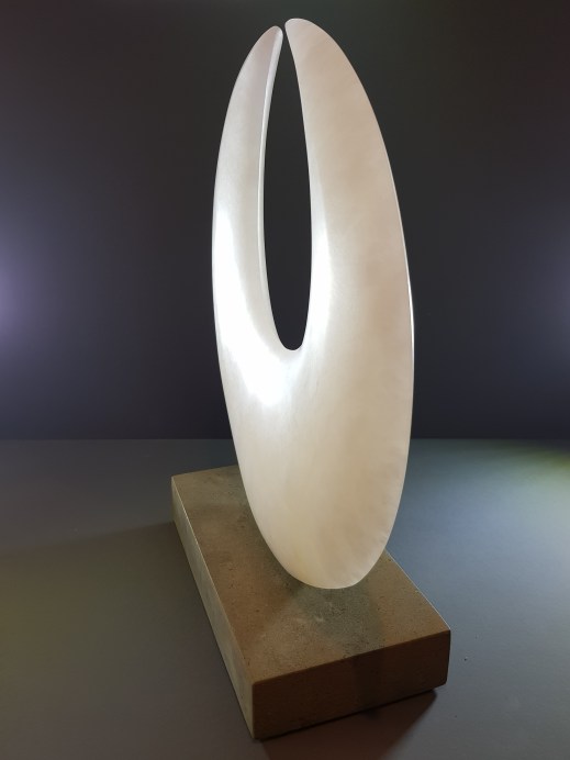 Alabaster sculpture , La Luna, carved by Samar Sharif